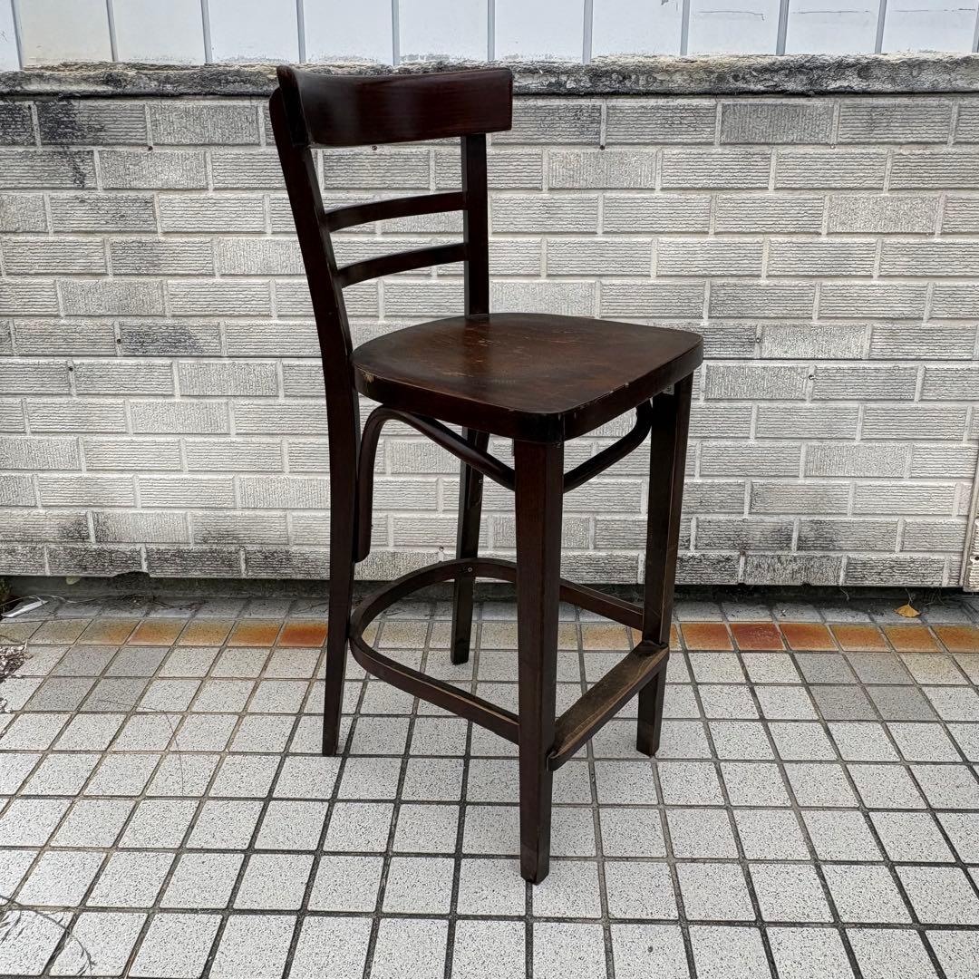 ③ 北欧レトロ 木製椅子 ベントウッドハイスツール バーチェア ビンテージ