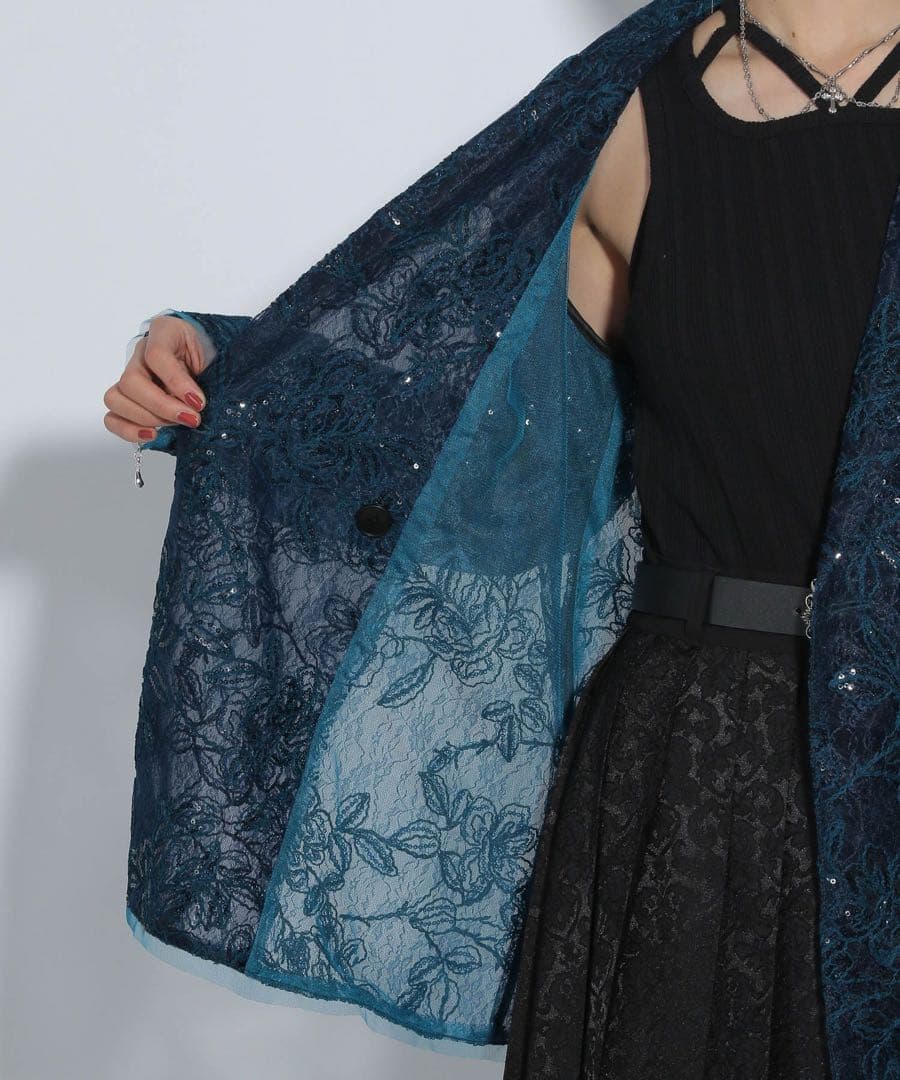 HARE フラワーレースジャケット ブルー