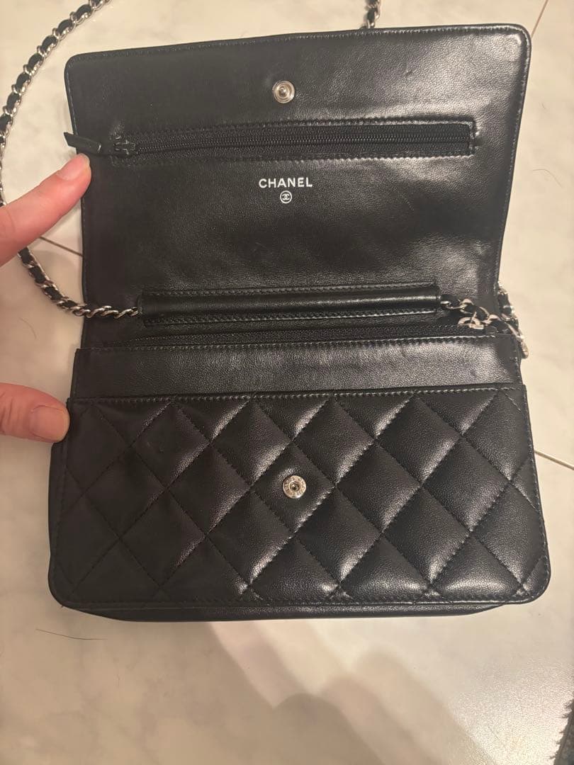 CHANEL チェーンウォレット　シルバー金具　難あり