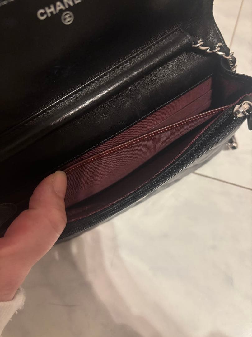 CHANEL チェーンウォレット　シルバー金具　難あり