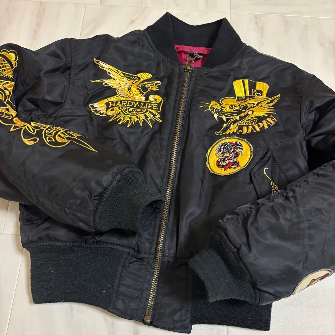 Ed Hardyエドハーディー　スカジャン　刺繍柄　レディースXS スカル　短丈