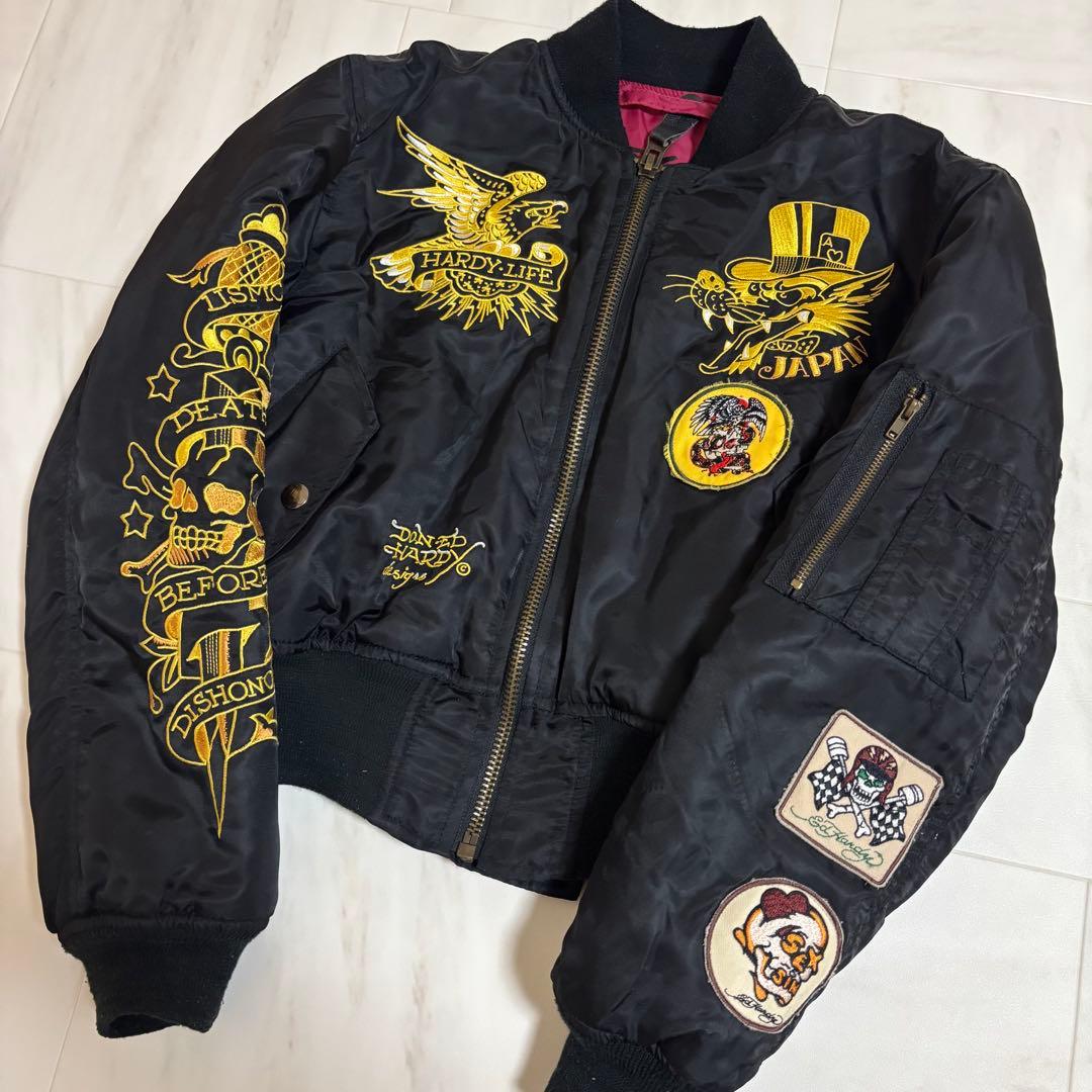 Ed Hardyエドハーディー　スカジャン　刺繍柄　レディースXS スカル　短丈