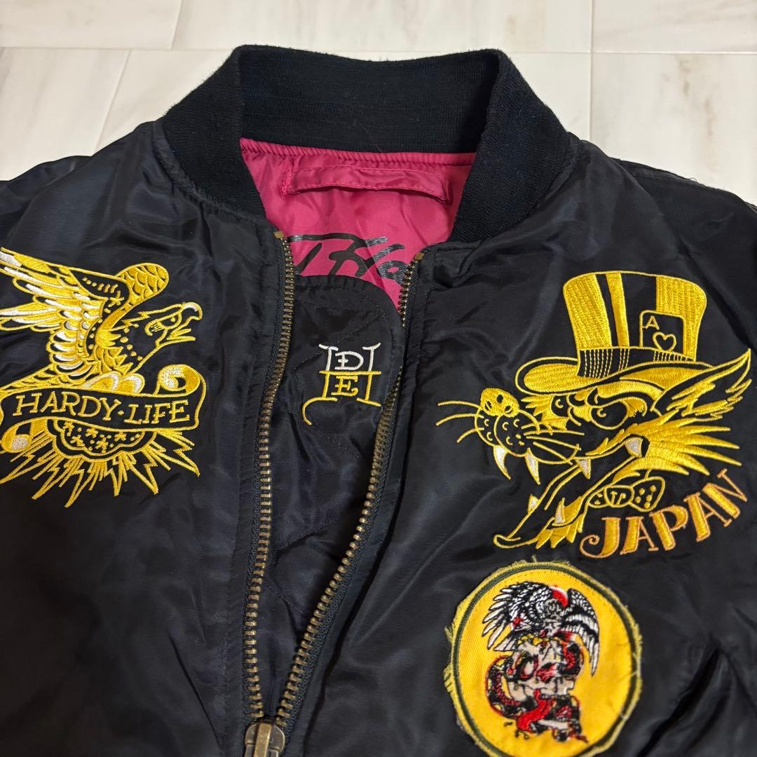 Ed Hardyエドハーディー　スカジャン　刺繍柄　レディースXS スカル　短丈