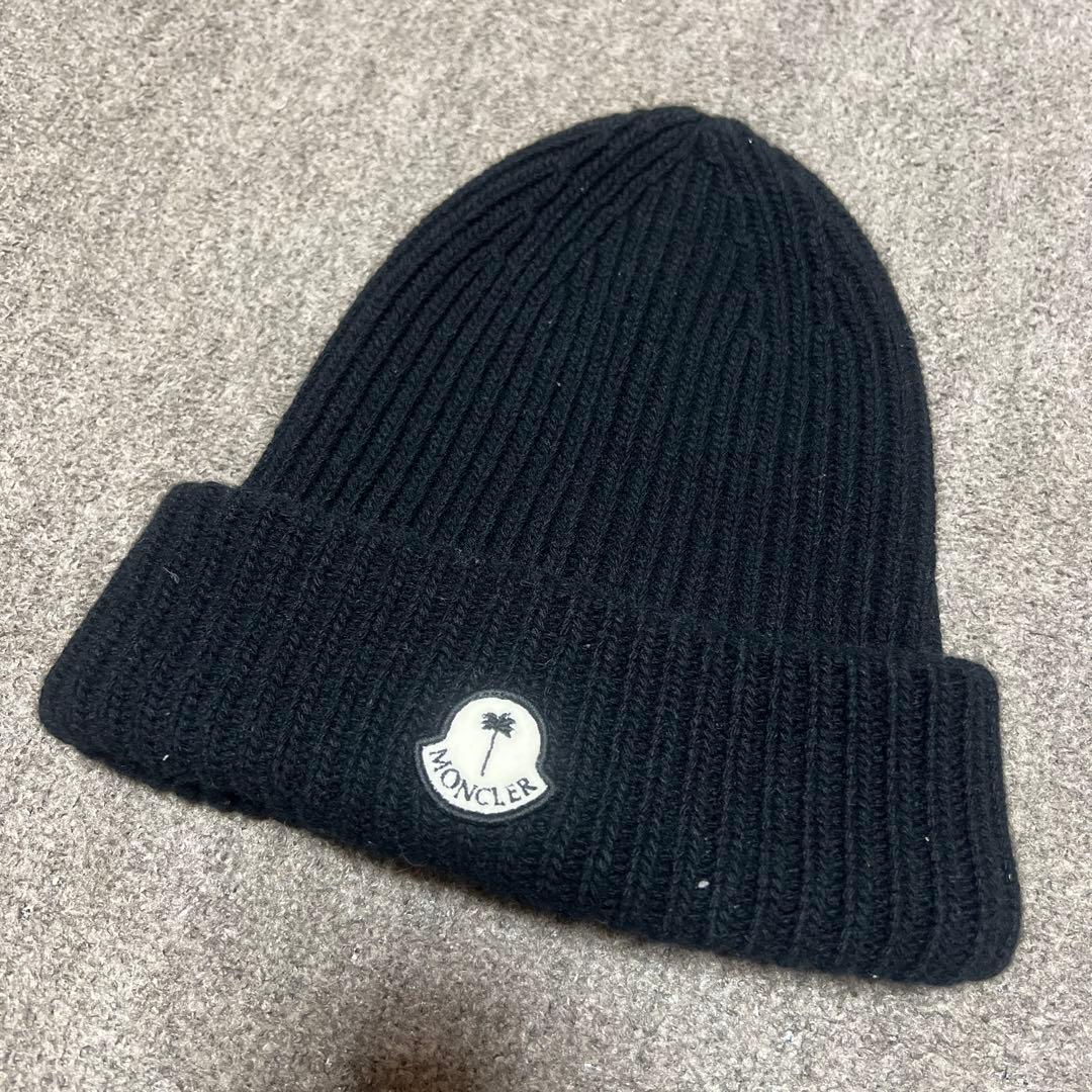 MONCLER Palm angels 黒 ニット帽 フリーサイズ