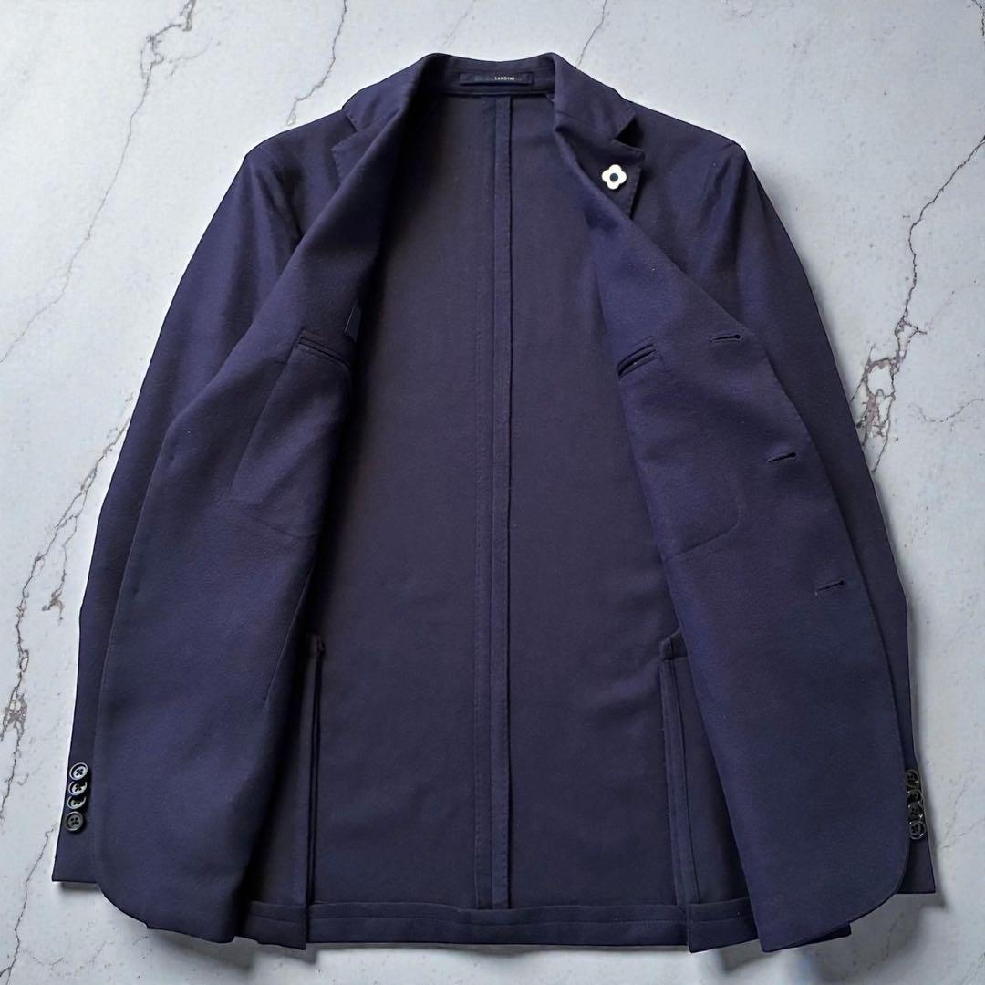 LARDINI 最高級カシミヤ&ウール テーラードジャケット 紺ブレ 46
