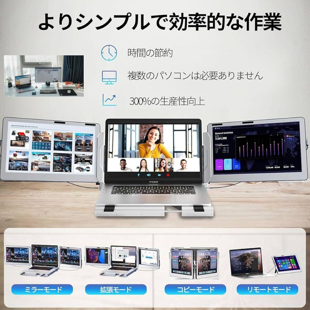 Kwumsy F2 トリプルポータブルモニター 14\" 画面×2 &スタンド