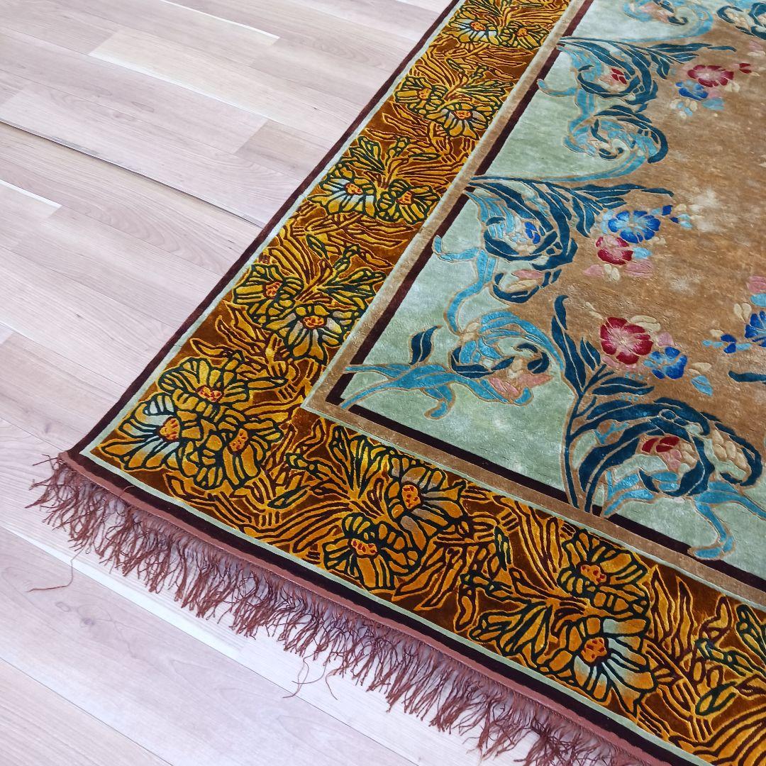 Y3001 中国シルク段通 特大判 245×169㎝ シルク100% 手織り