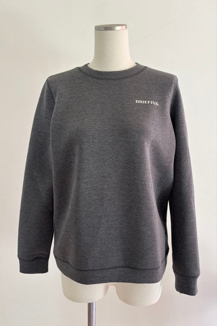 ブリーフィング ゴルフ 3D ロゴ クルーネック プルオーバー グレー　M