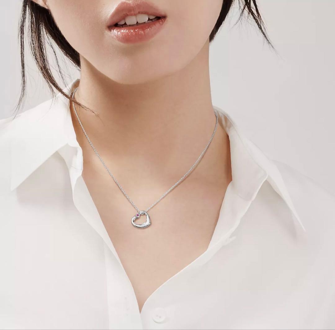 Tiffany & Co. オープンハート ネックレス　ピンクサファイア