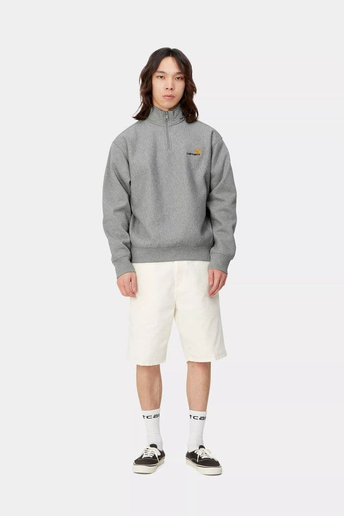 カーハート　Ｌ　ハーフジップ　アメリカン　スクリプト　スウェットシャツ　グレー