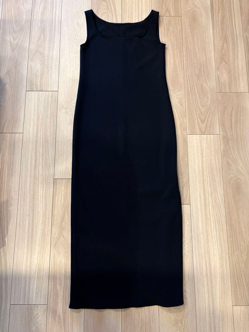 NOBLE ニットライクジョーゼットワンピースネイビー 38 25SS