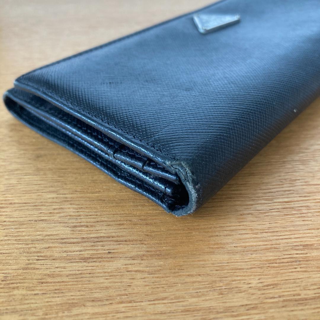 PRADA プラダ サフィアーノレザー フラップ式 長財布 ブラック