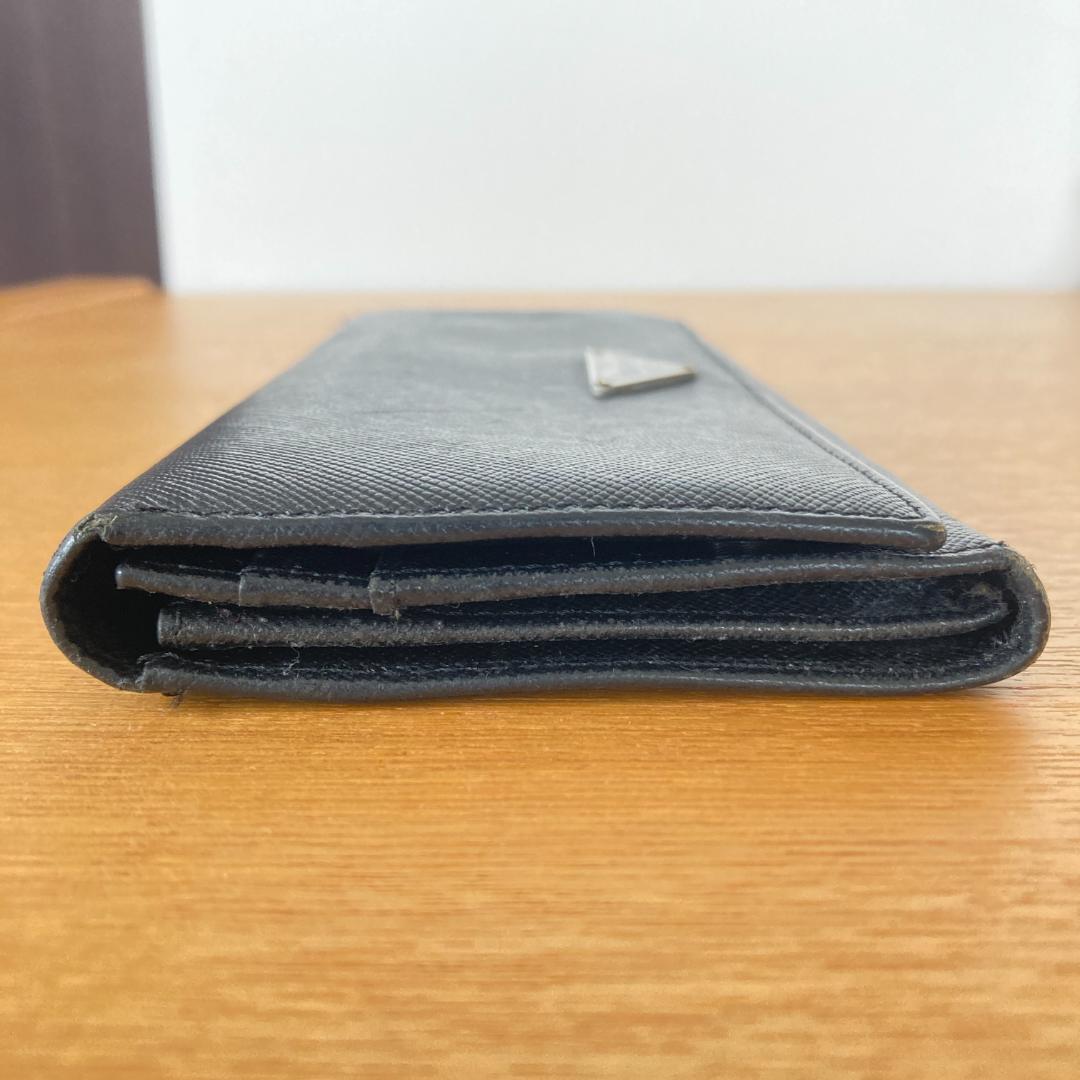 PRADA プラダ サフィアーノレザー フラップ式 長財布 ブラック