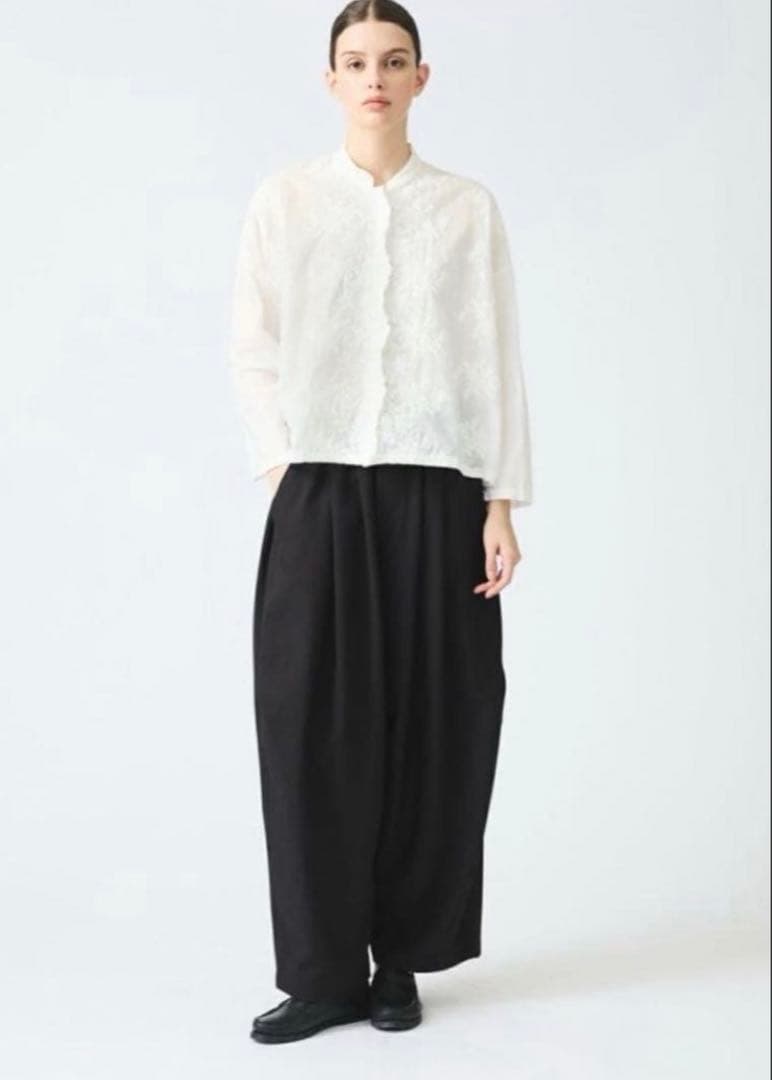 mizuiro ind レーススタンドカラーワイドシャツ