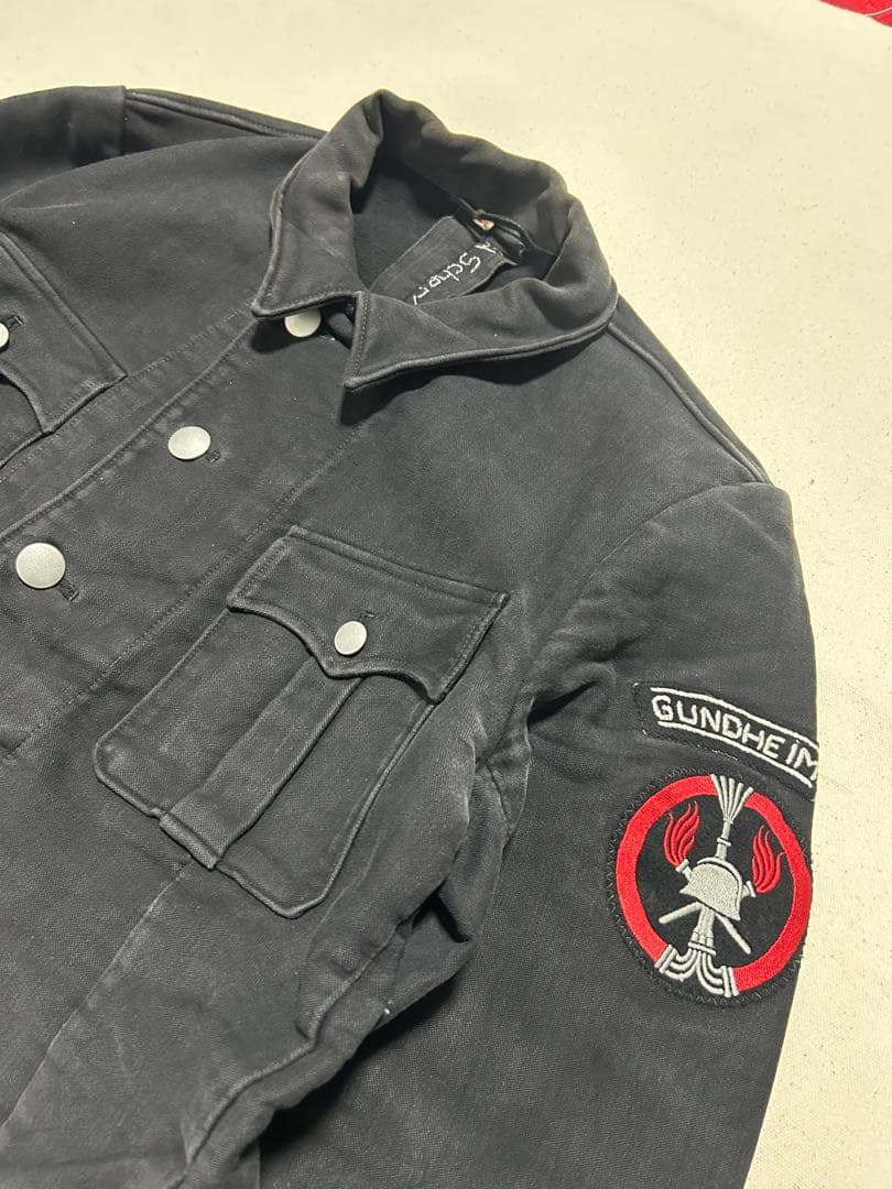 50s〜60s ドイツ軍　モールスキンジャケット　ブラック　メタルボタン