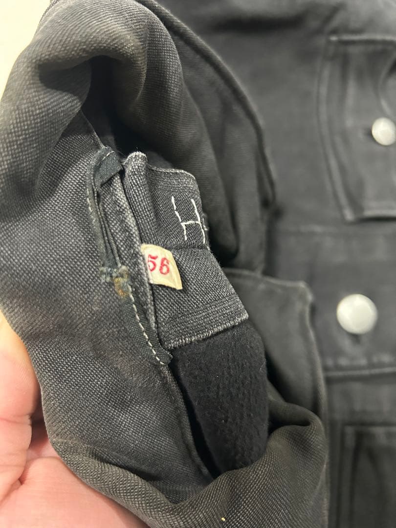 50s〜60s ドイツ軍　モールスキンジャケット　ブラック　メタルボタン