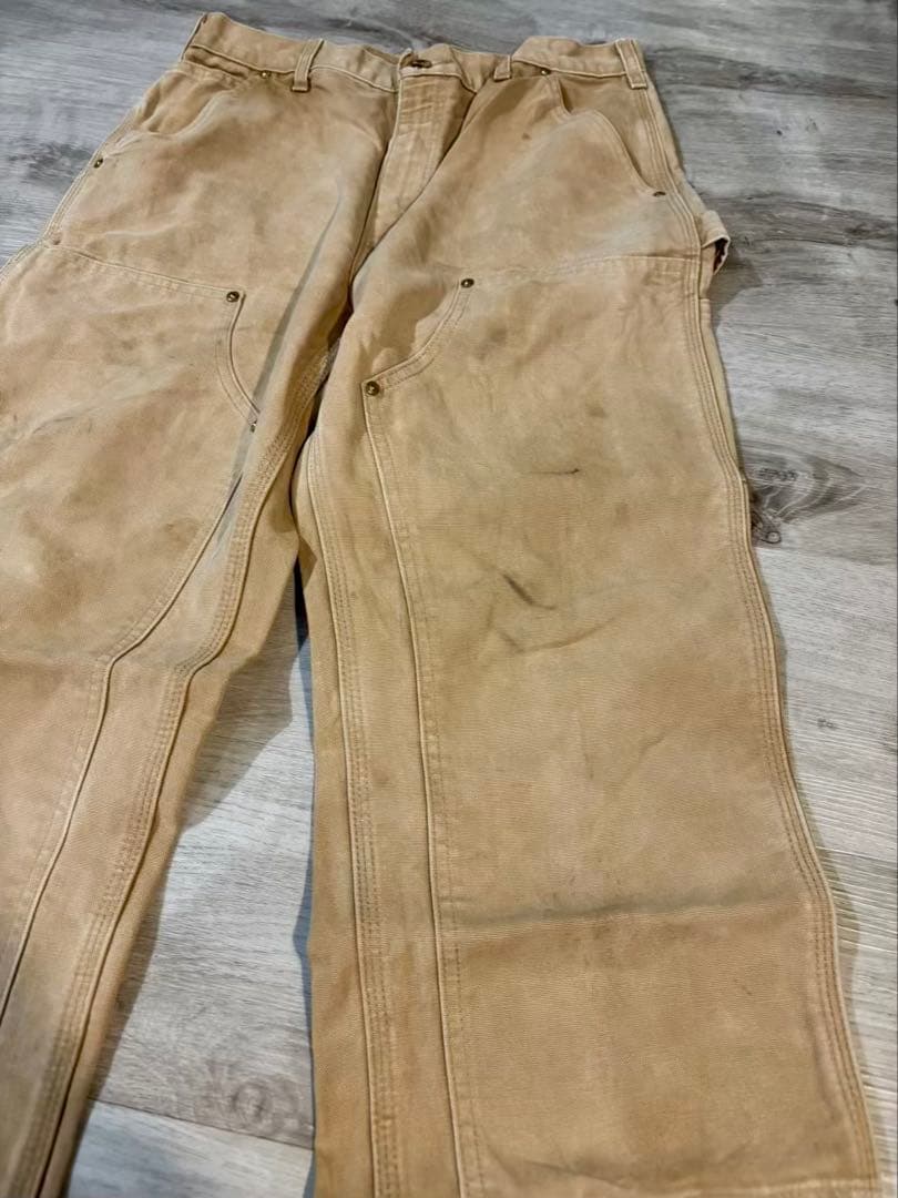 365 Carhartt ダブルニー USA製 フェード キャメル