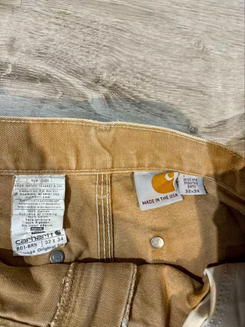 365 Carhartt ダブルニー USA製 フェード キャメル