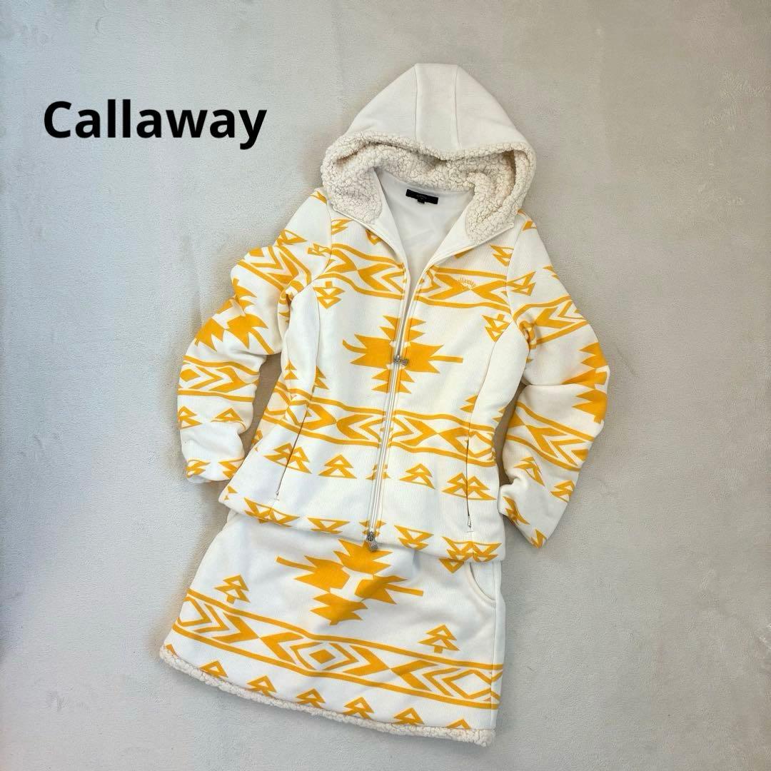 Callaway セットアップ　ボア　パーカー スカート 幾何学模様 L ゴルフ