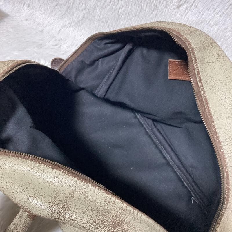 Jas M.B.★英国製★希少クラック★ボストンバッグ スモールトラベラー 白茶