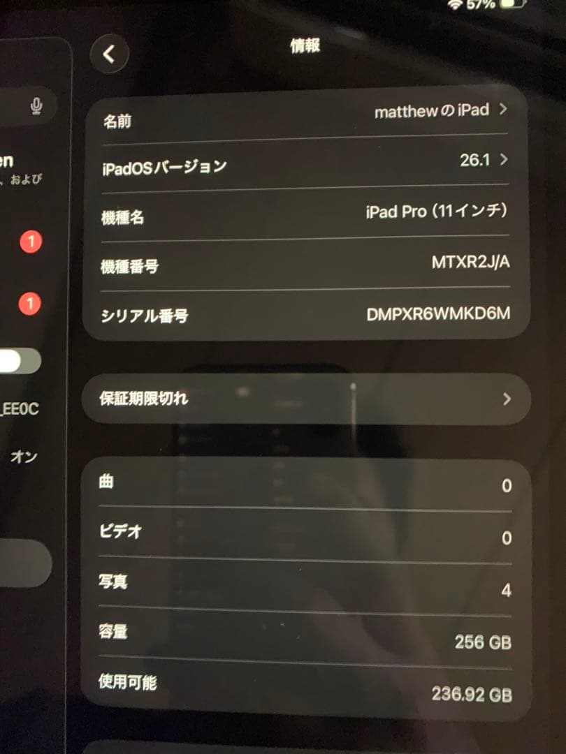 iPad Pro 11インチ　256GB Wi-Fi. A1980
