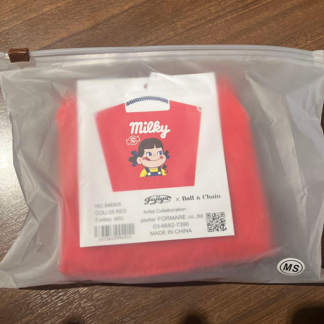 ボールアンドチェーン 不二家 ペコちゃん レッド　MSサイズ エコバッグ