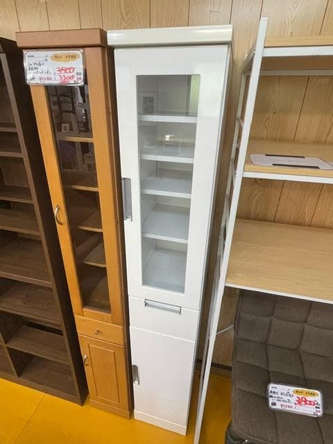 エナメルホワイト　スリムタイプ食器棚
