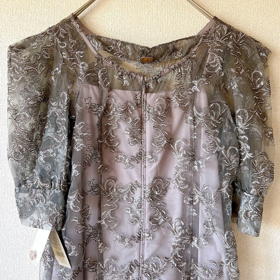 新作✨新品 リルアー ペイズリーパターンドレス 刺繍 レース 結婚式 グレー M