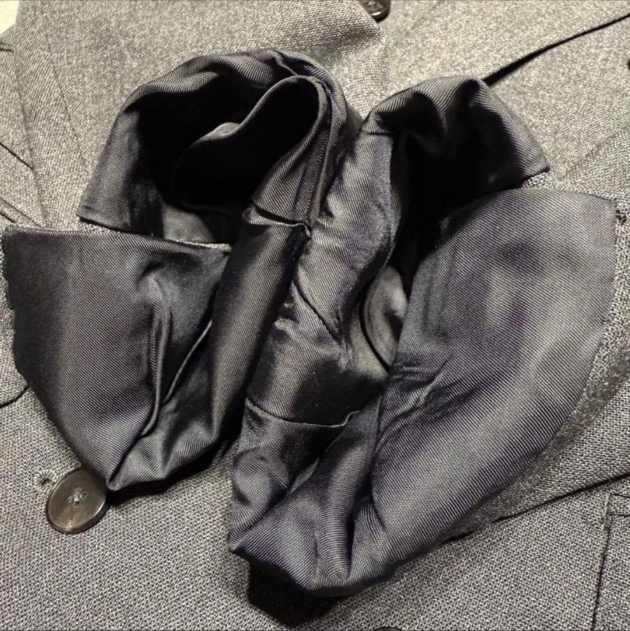 ユニバーサルランゲージ ×カノニコ グレー ダブルブレスト スーツ