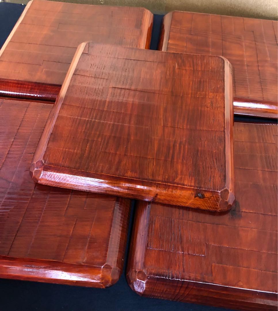 《レ》伝統工芸 讃岐彫 四方膳5客 讃岐膳 会席膳 刳抜 ② 251119え4