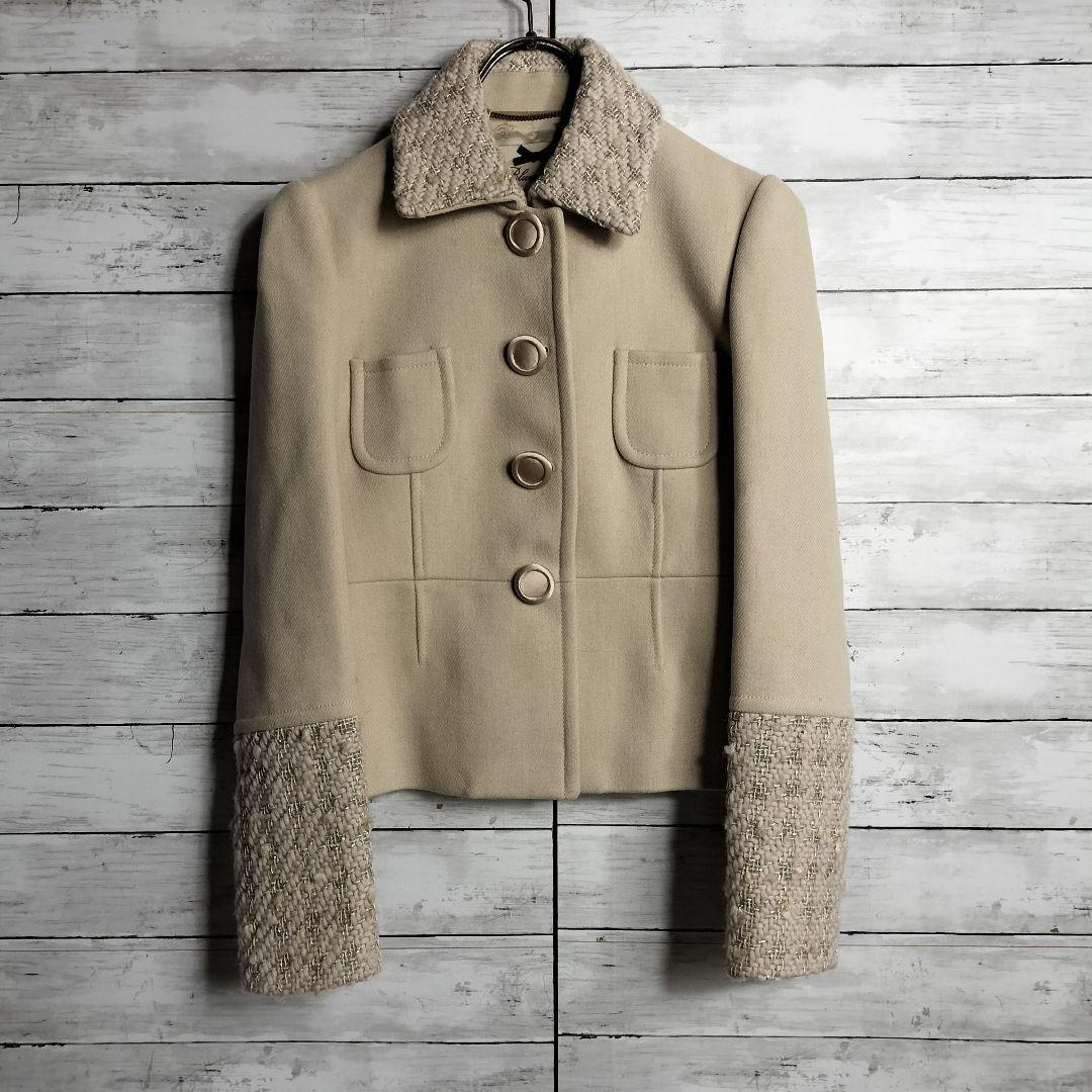 イタリア製 BLUMARINE ブルマリン ツイードジャケット 切り替え ウール