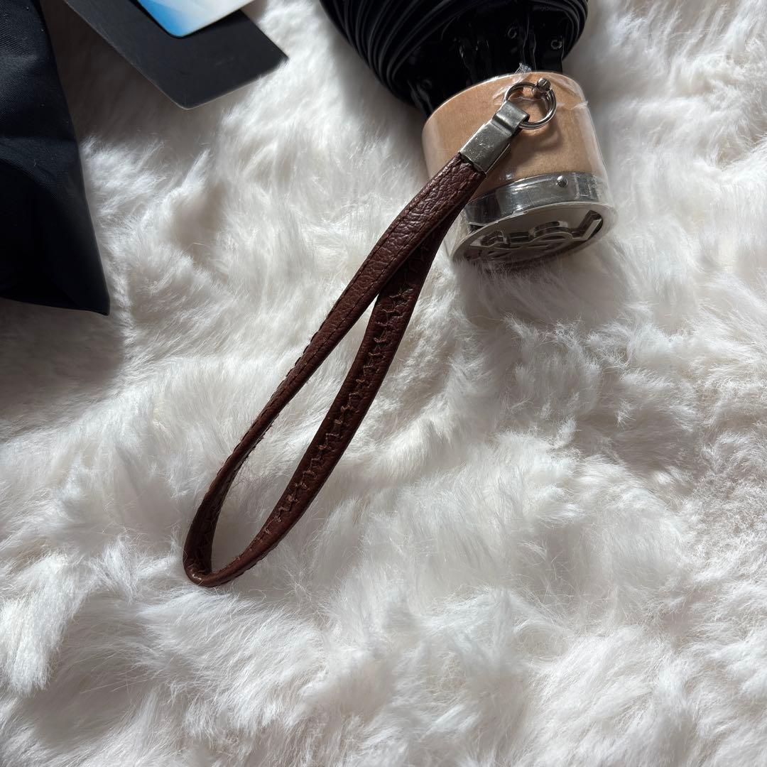 新品未使用 タグ付 YVES SAINT LAUREN ロゴ 刺繍 折傘 日傘