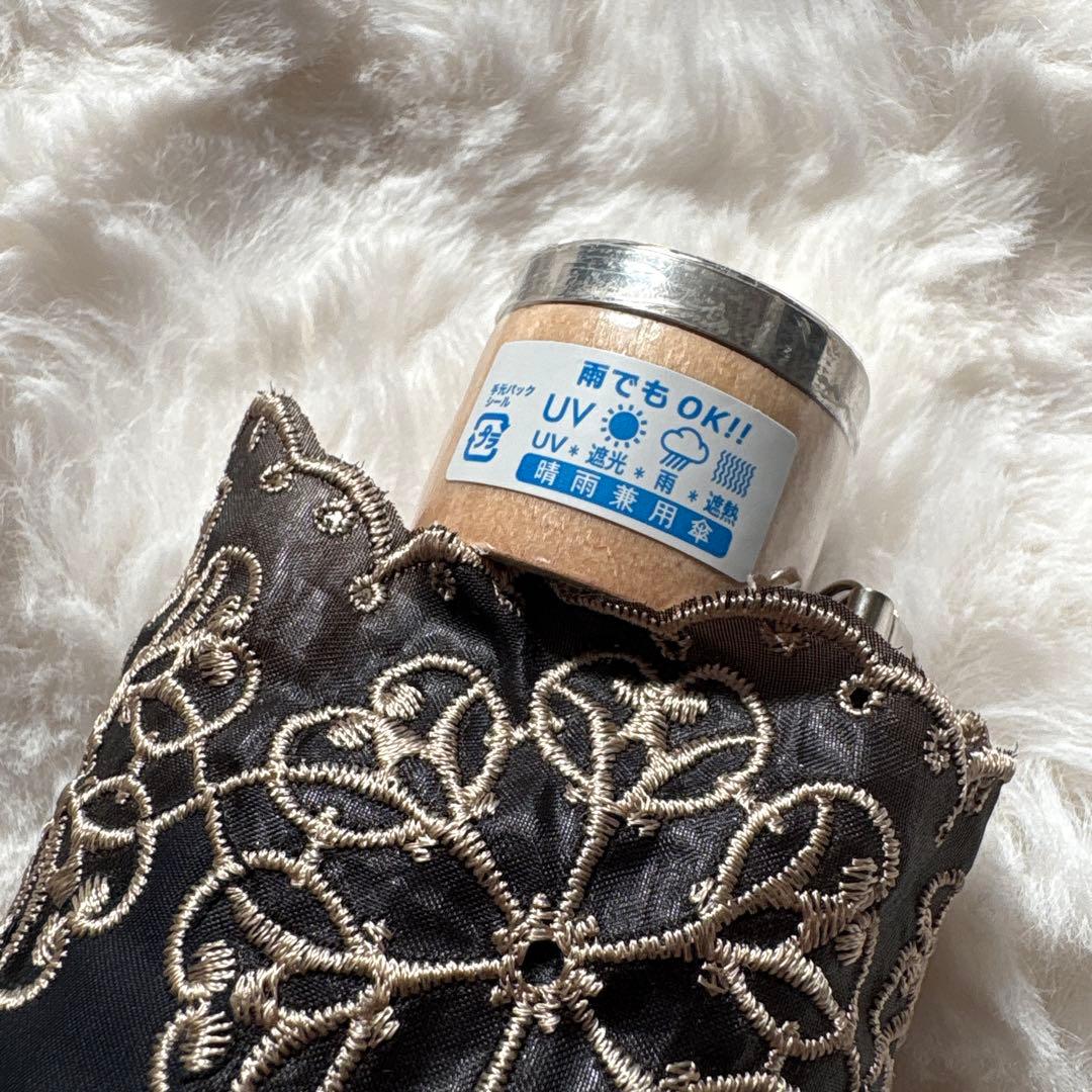 新品未使用 タグ付 YVES SAINT LAUREN ロゴ 刺繍 折傘 日傘