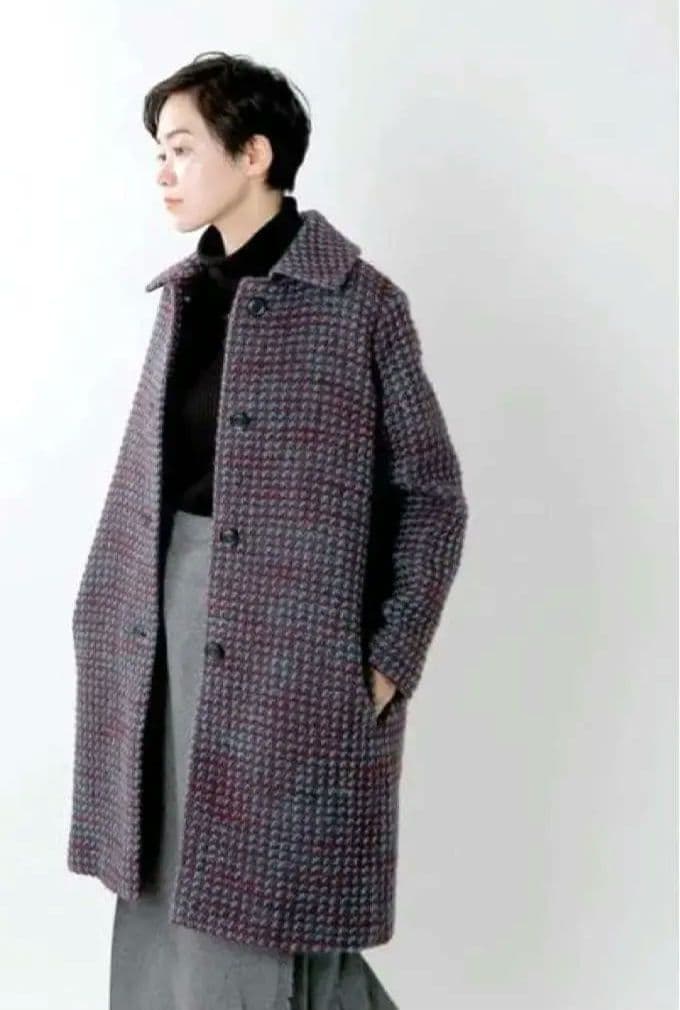 【タカミー】A.P.C アーペーセー ジャガードロングコート ツイード