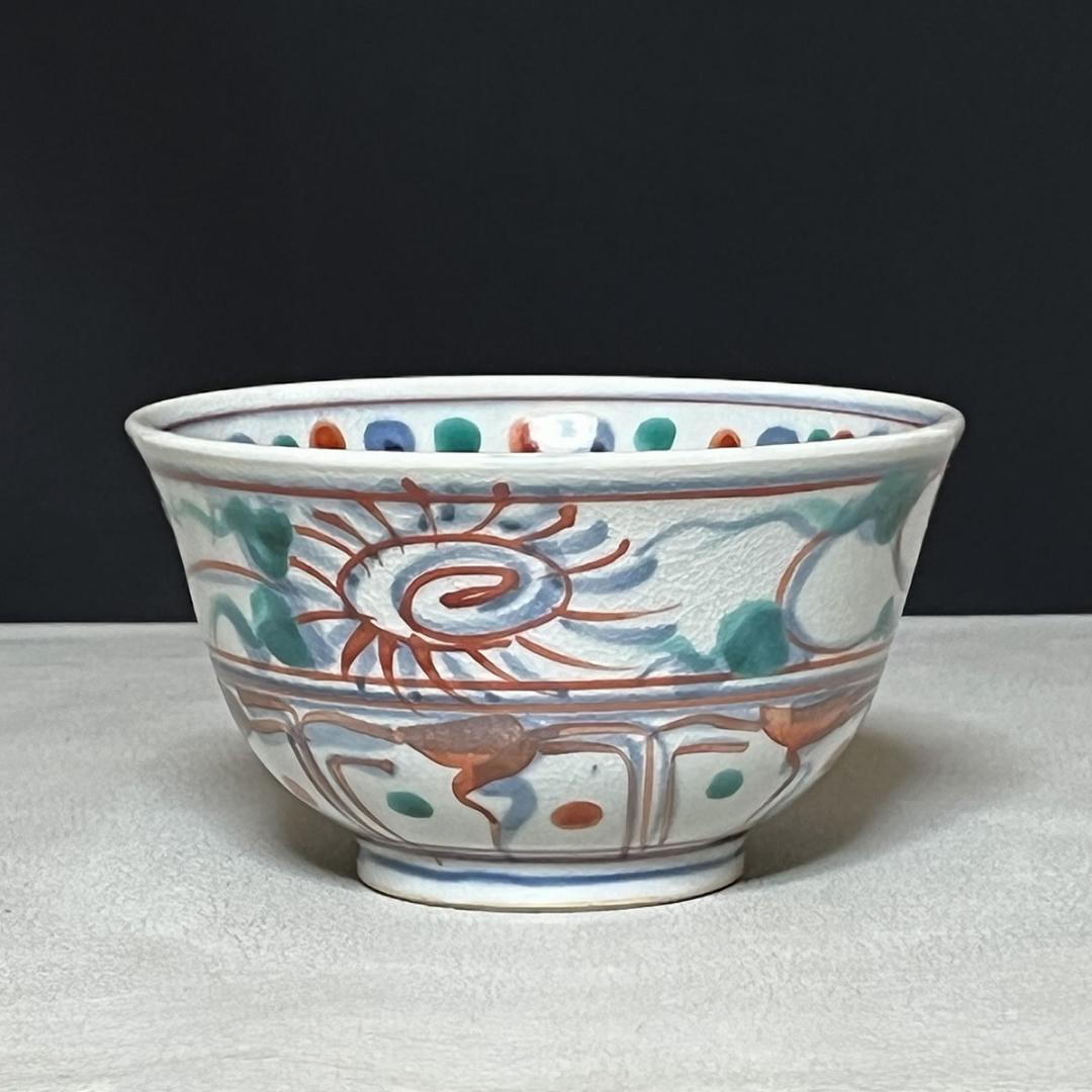 竜谷窯 宮川香雲 紅安南 数茶碗 九客 共箱 茶道具 【k3339】