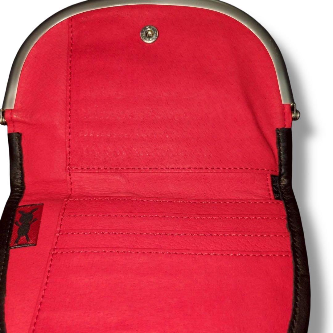 極美品　オレボレブラ アルベロベロ　がま口 札入れ有り 二つ折り財布　黒　レザー