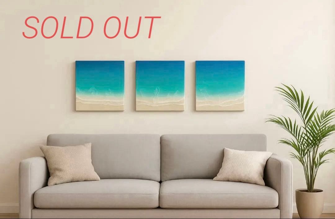 3連ロングパネル　全長90㎝ オーシャンレジン　海アート　ギフト　壁掛けアート