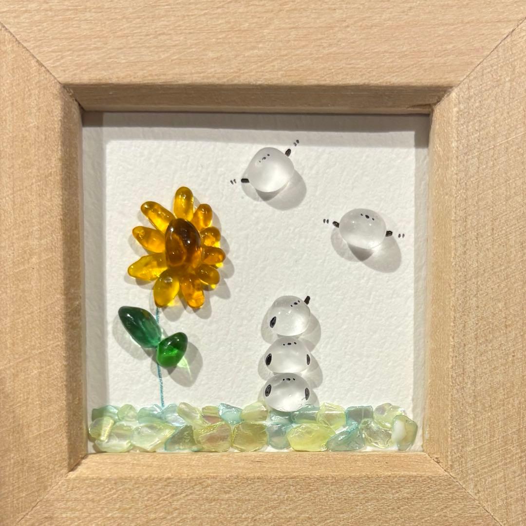 シマエナガ　おっとっと！　シーグラスアート