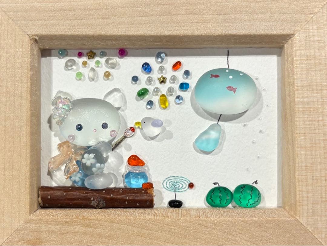 シマエナガ　おっとっと！　シーグラスアート