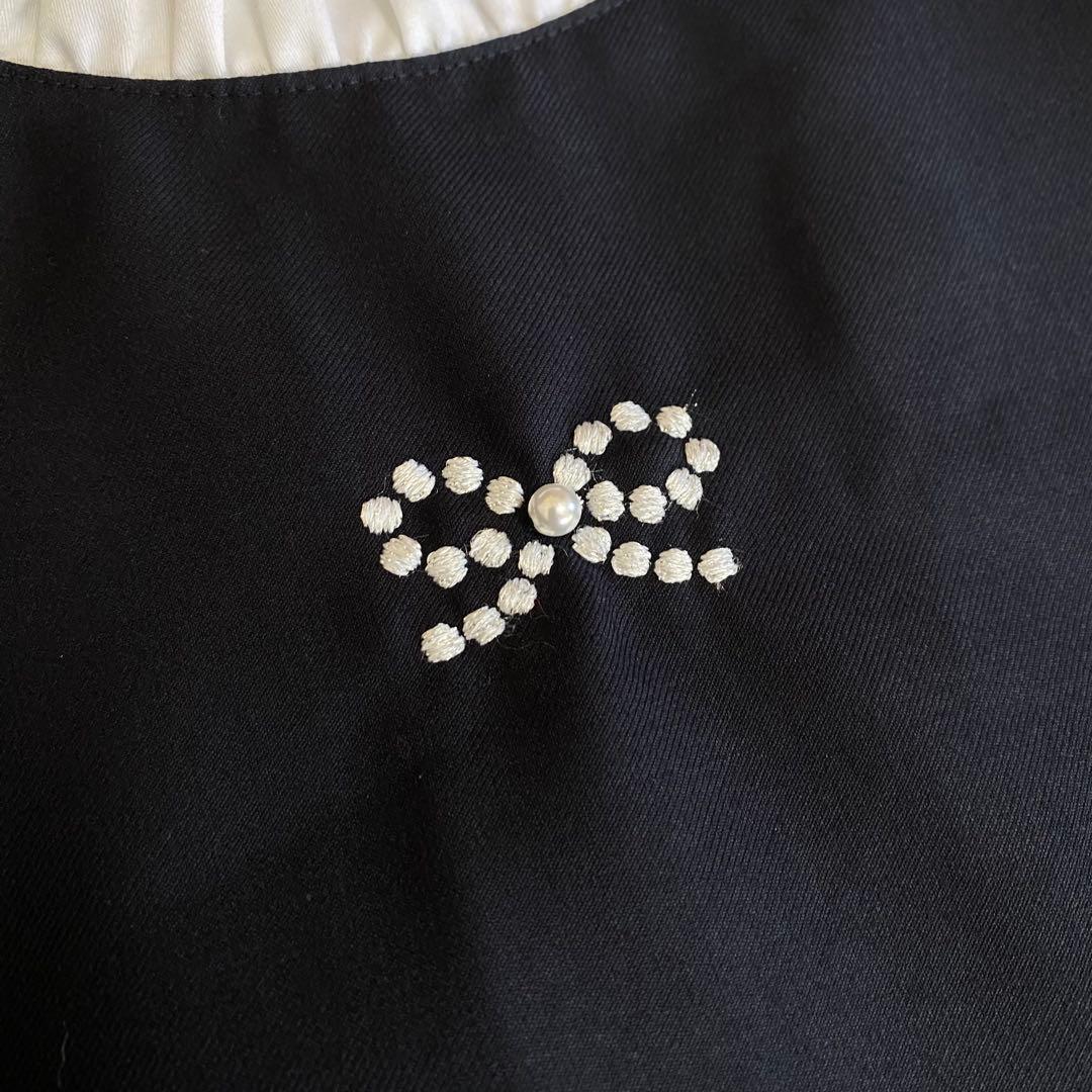 極美品✨ファミリア　フォーマルワンピース　Aライン　160cm ネイビー　パール