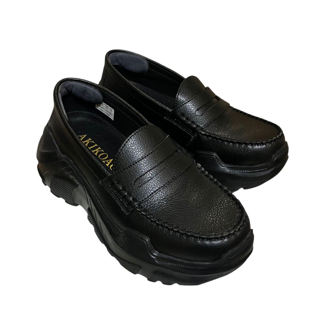 アキコアオキ Gravity 厚底 ローファー レザー 黒 23cm Y2K