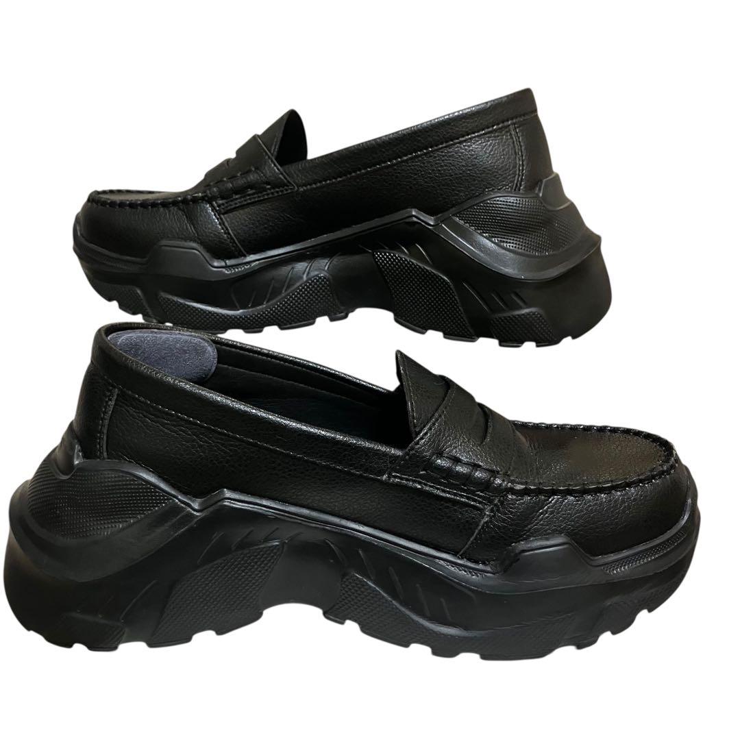 アキコアオキ Gravity 厚底 ローファー レザー 黒 23cm Y2K