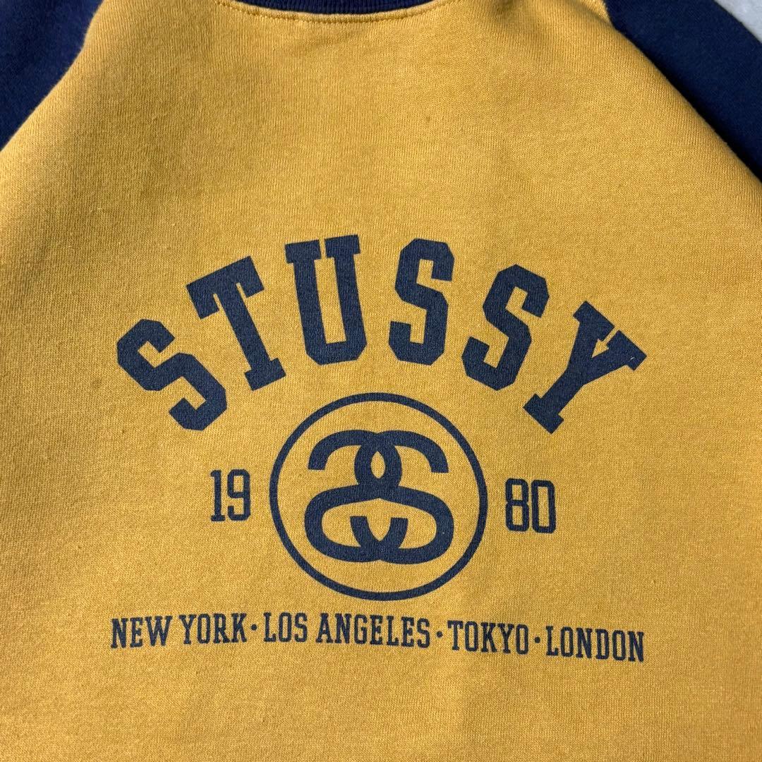 90s Old STUSSY 紺タグ ツートーン ラグランスウェット Mサイズ