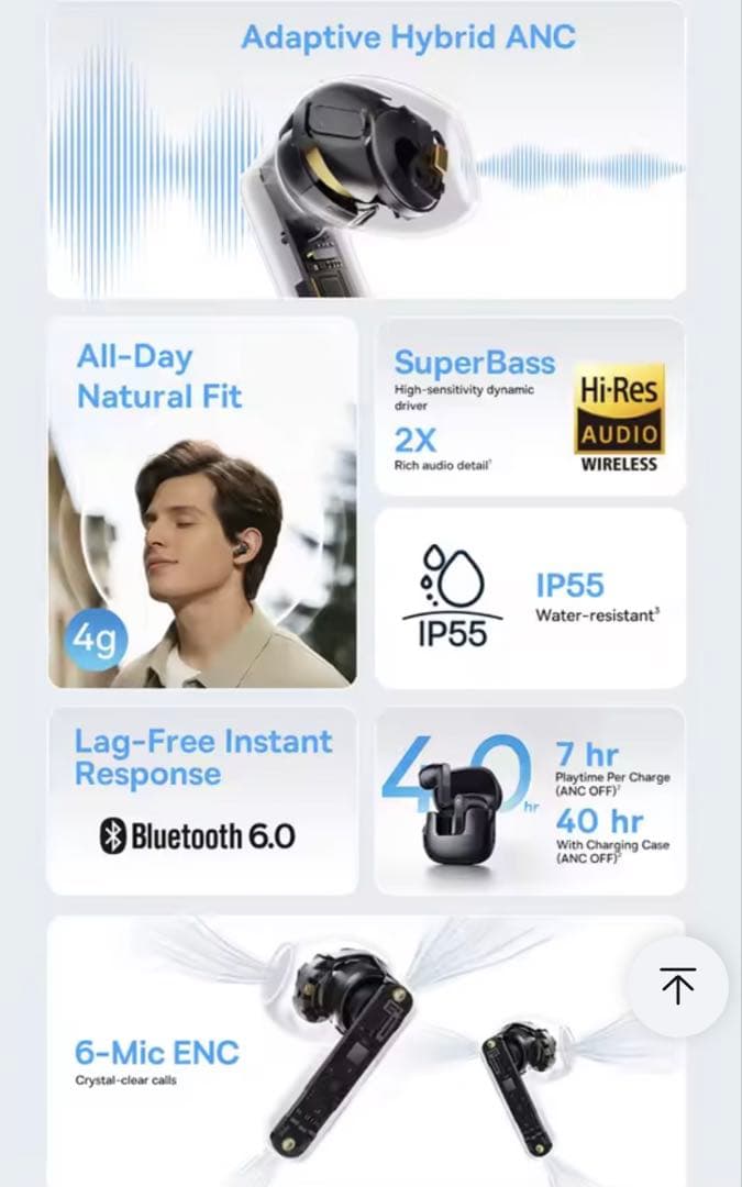 【未使用ベースアス Baseus BS1 NC ワイヤレスイヤホン