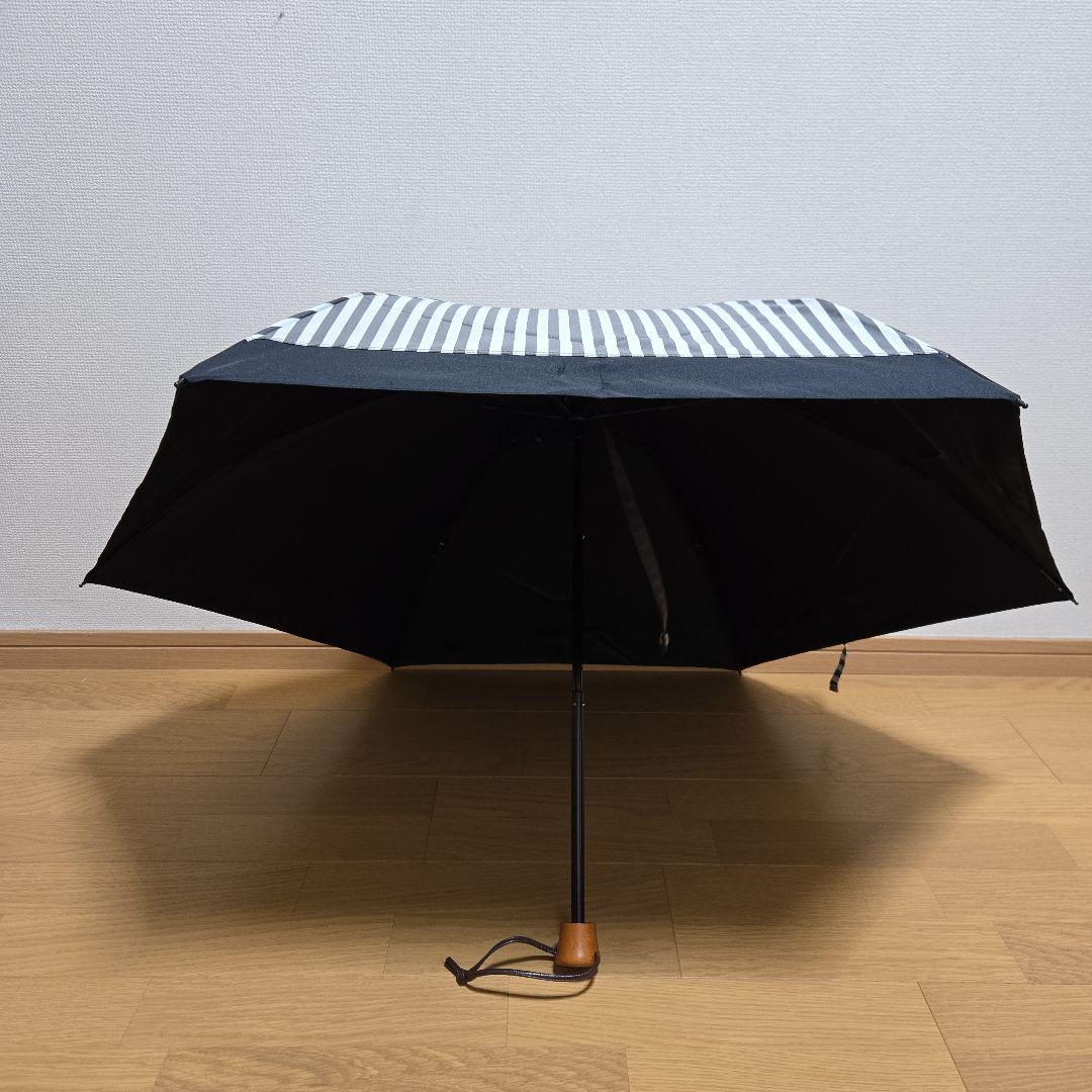 【未使用】サンバリア100　折りたたみ日傘 3段折 / コンビ白黒ストライプ