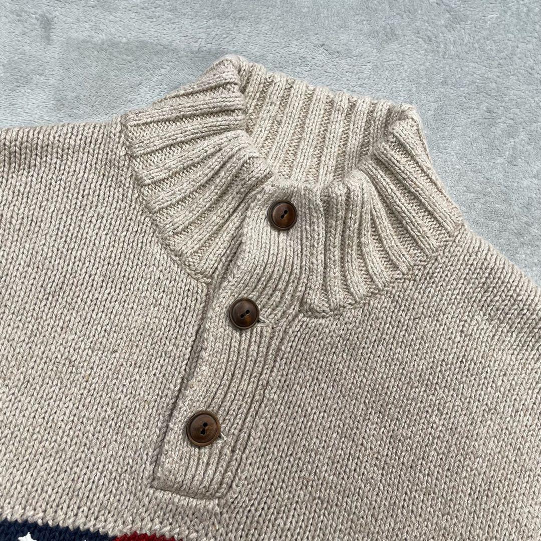 ポロラルフローレン　モックネックニット　セーター　ベージュ　XXL