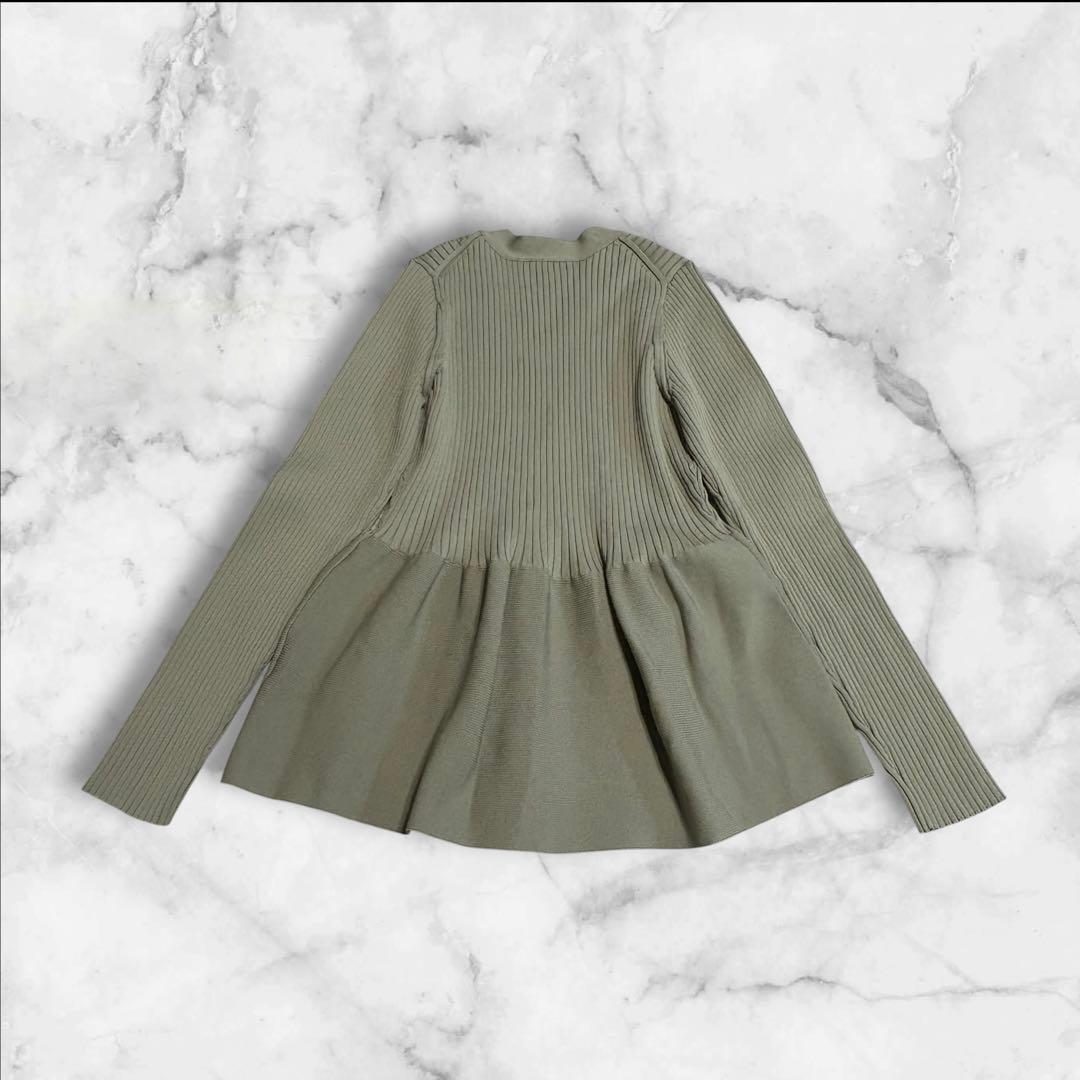 サロン アダムエロペ【WEB限定】Vネックペプラムカーディガン【洗える】グリーン