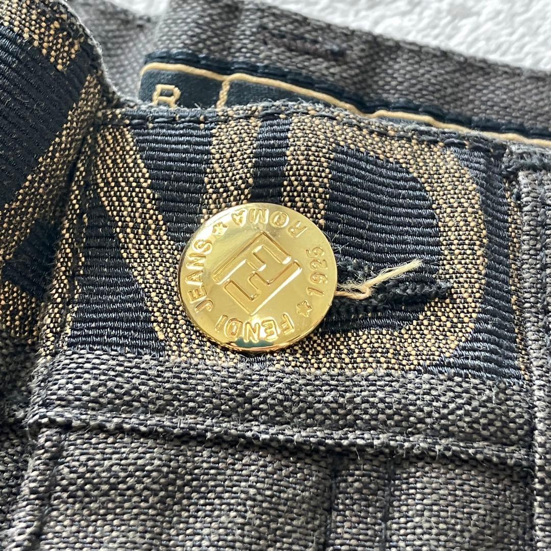★美品★フェンディ　ショートパンツ　36 金ボタン　ロゴ デニム　ズッカ