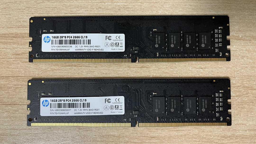 ジャンク：DDR4 U-DIMM 2666MHz 16GB✕２枚（32GB）