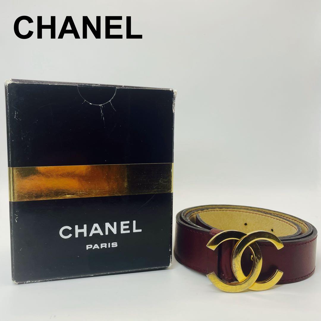 CHANEL ✨シャネル　PARIS　ココマーク　レザーベルト　表記サイズ80